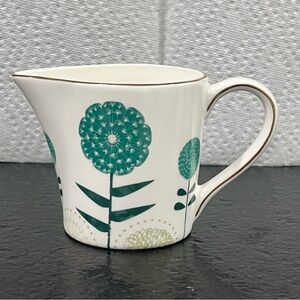 Grace's Teaware Summertime Serenity Fine Ceramic Creamer Teal White Floral Vtg